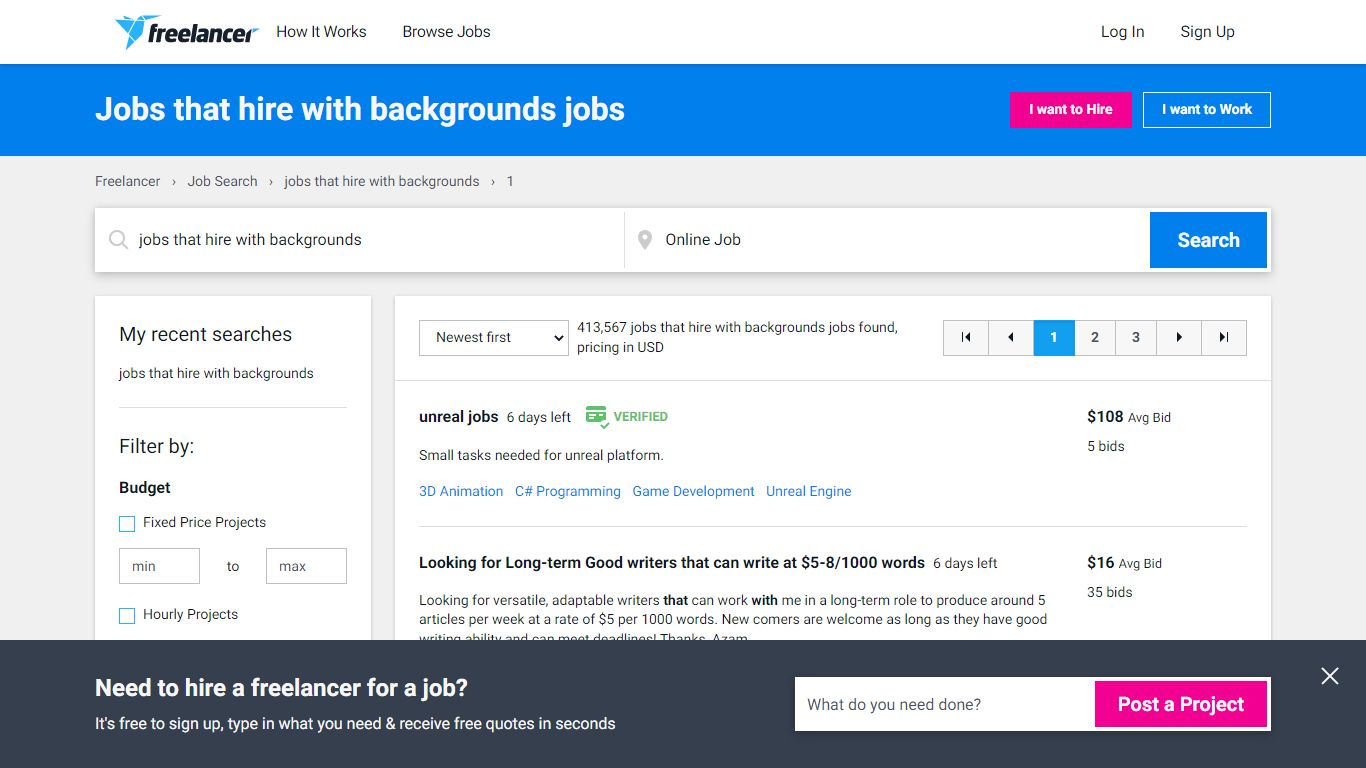 Jobs that hire with backgrounds Jobs, Employment | Freelancer