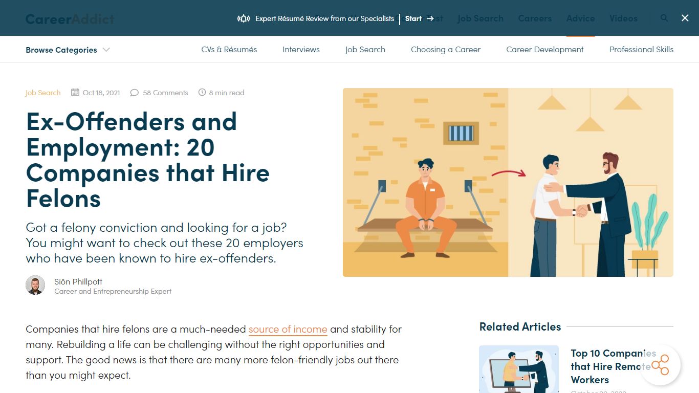 Ex-Offenders and Employment: 20 Companies that Hire Felons - CareerAddict